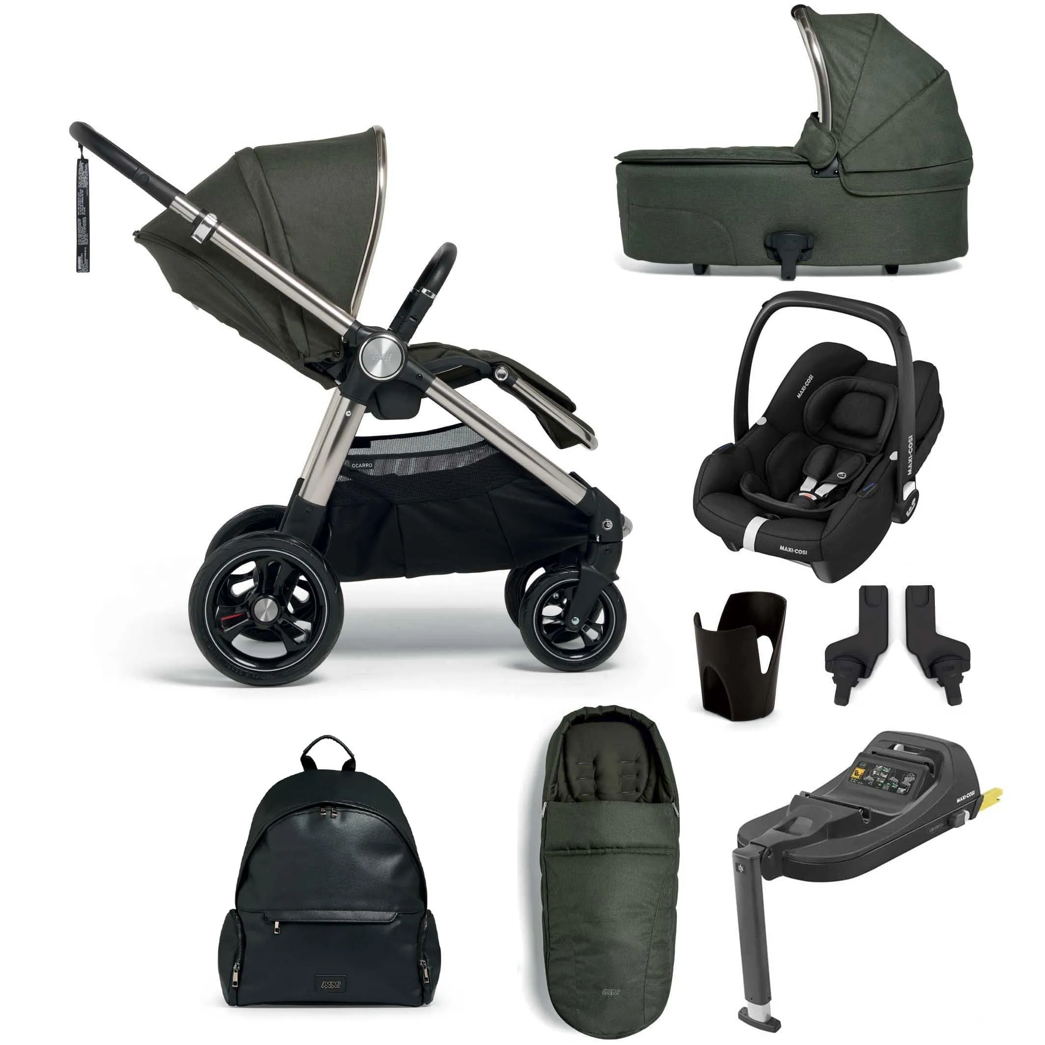 Mamas & Papas Ocarro 7/8 Piece Cabriofix Travel System - Hunter Green