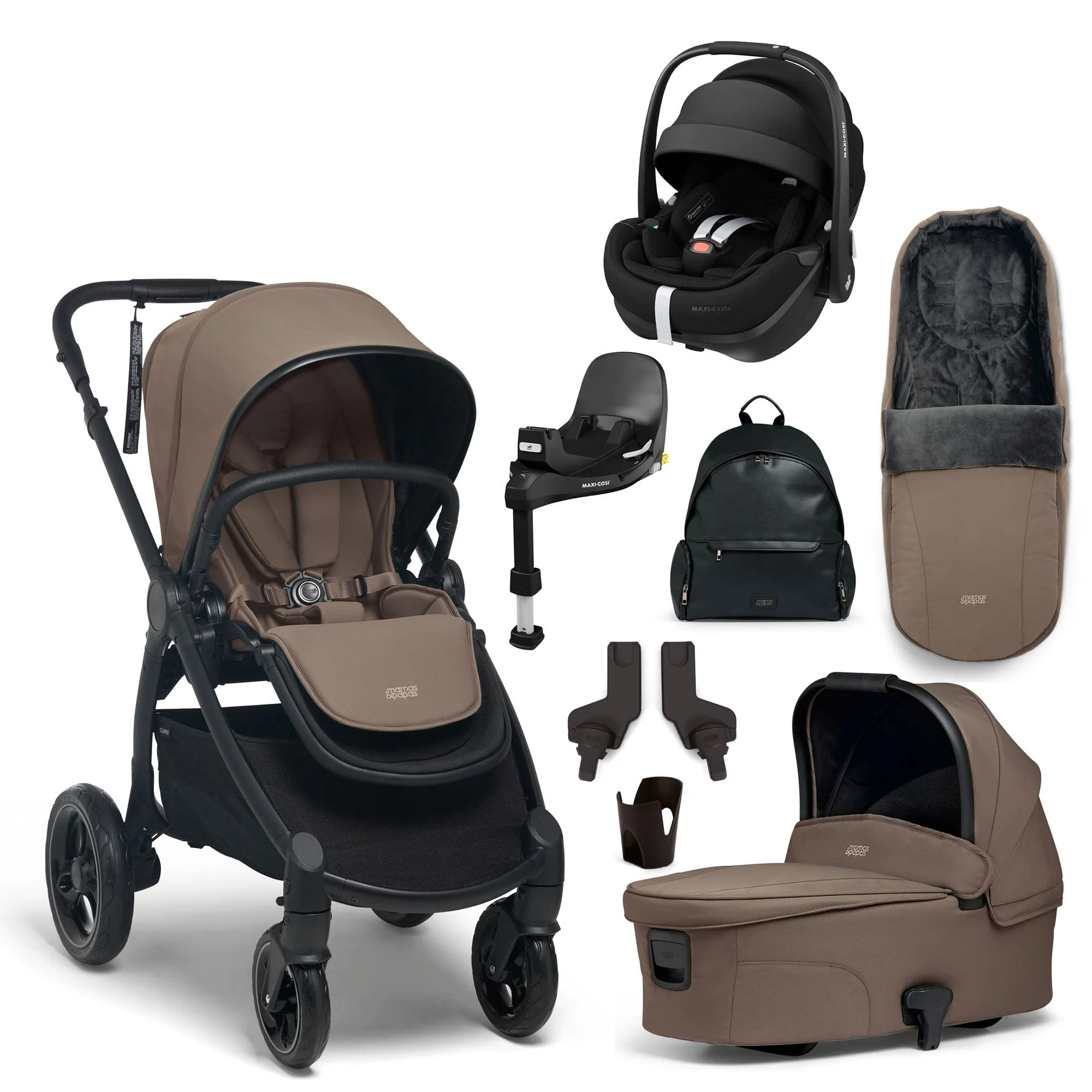 Mamas & Papas Ocarro Complete 8-Piece Maxi Cosi Bundle in Café