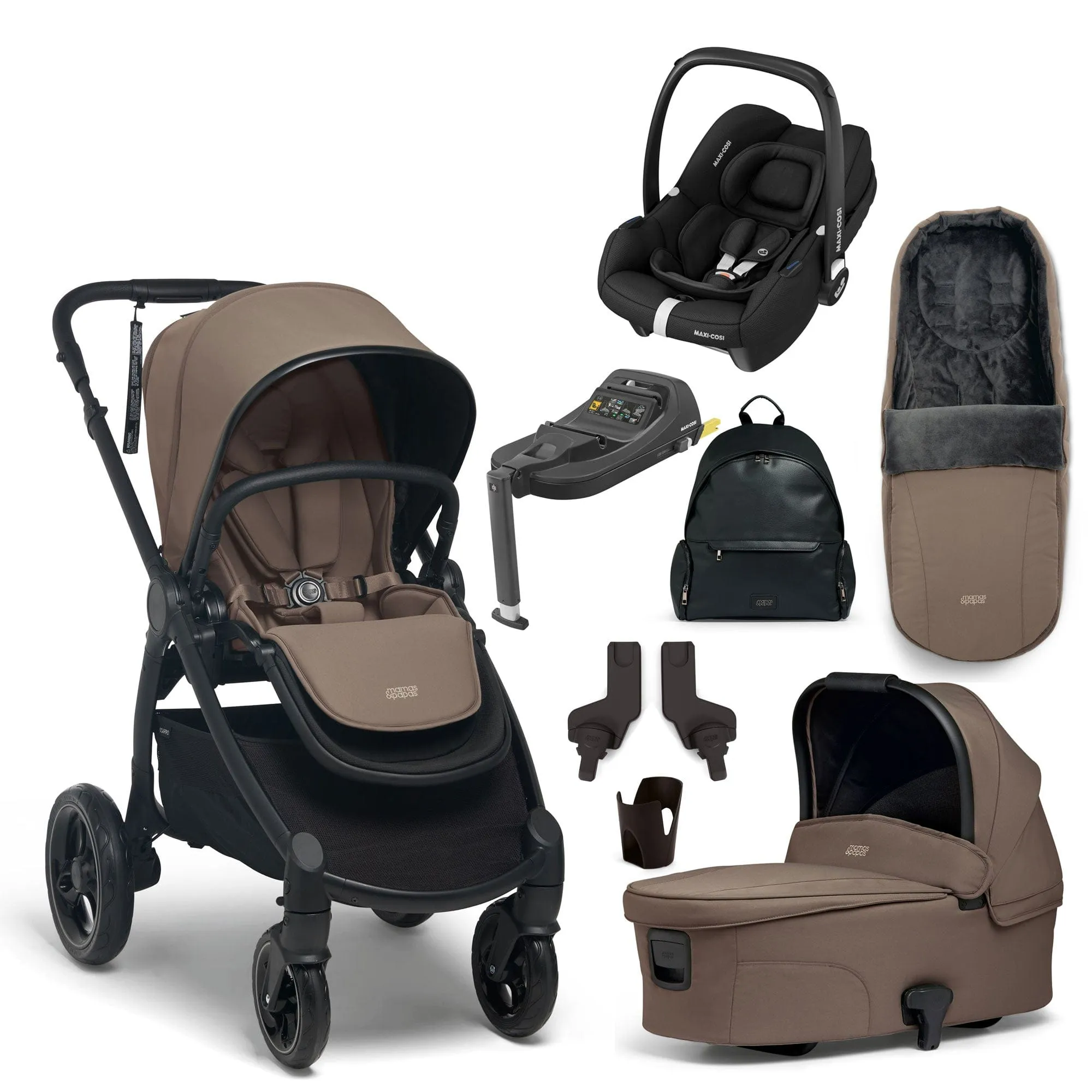 Mamas & Papas Ocarro Complete 8-Piece Maxi Cosi Bundle in Café