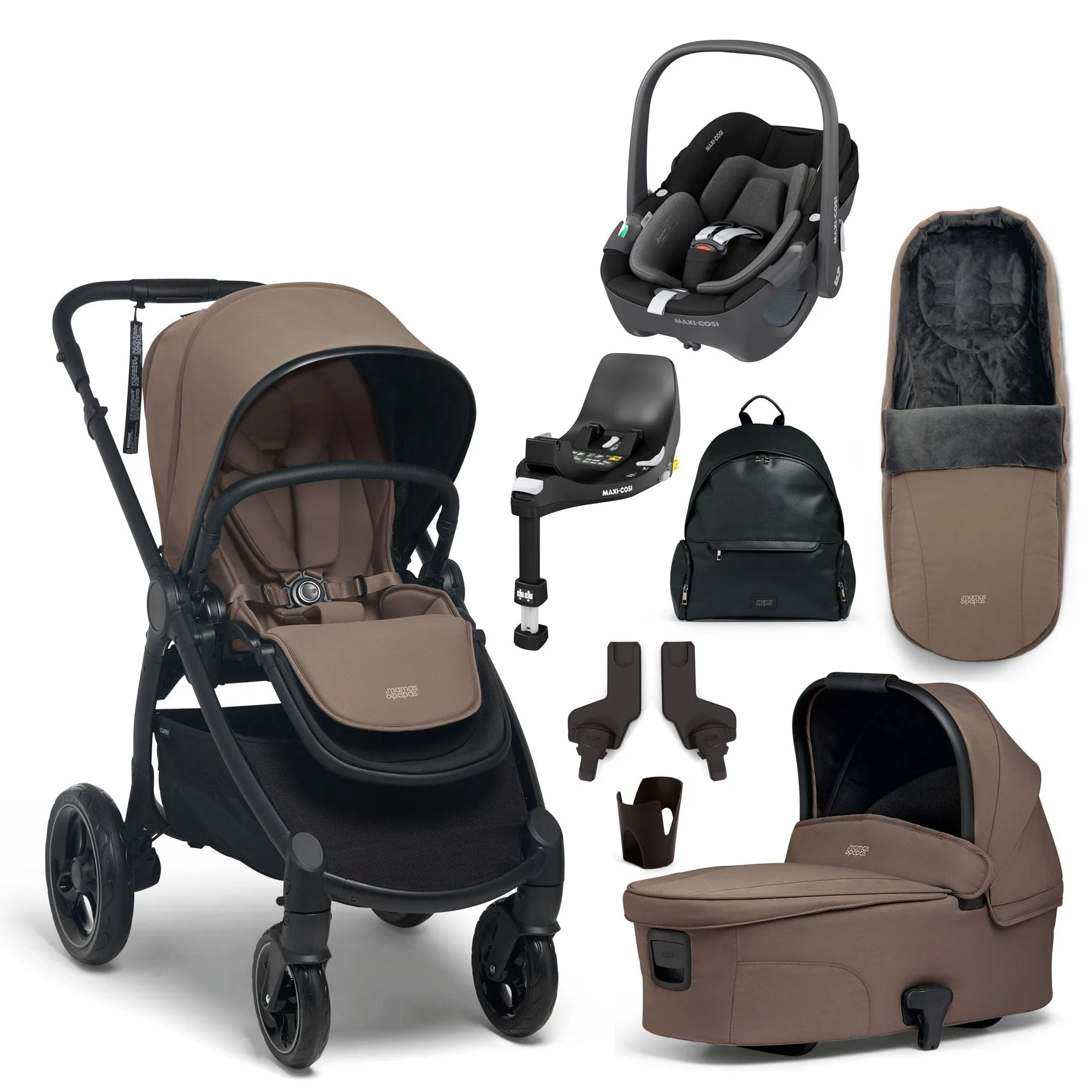 Mamas & Papas Ocarro Complete 8-Piece Maxi Cosi Bundle in Café