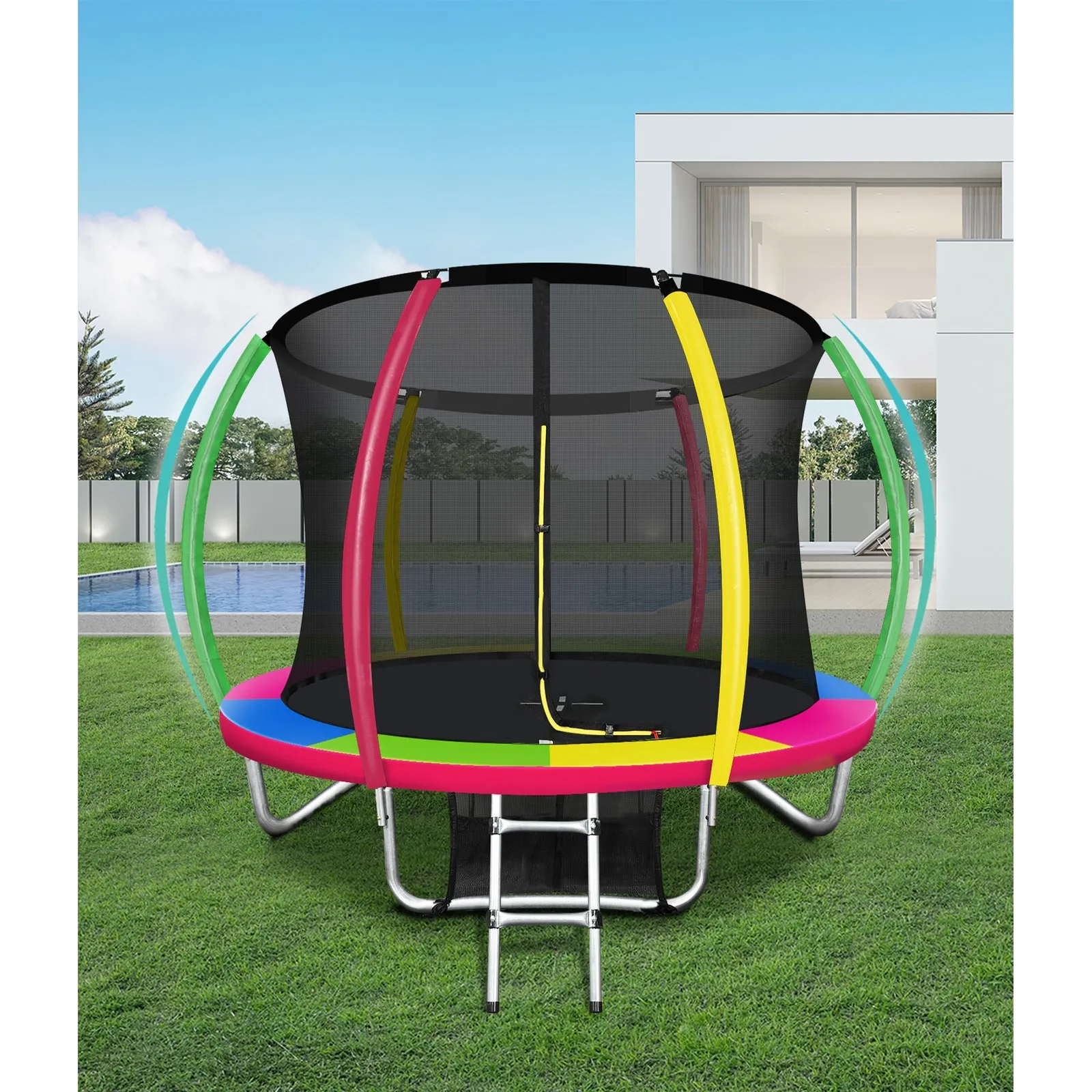 Mazam 8FT Trampoline Round Kids Trampolines Enclosure Outdoor Indoor Play Toys