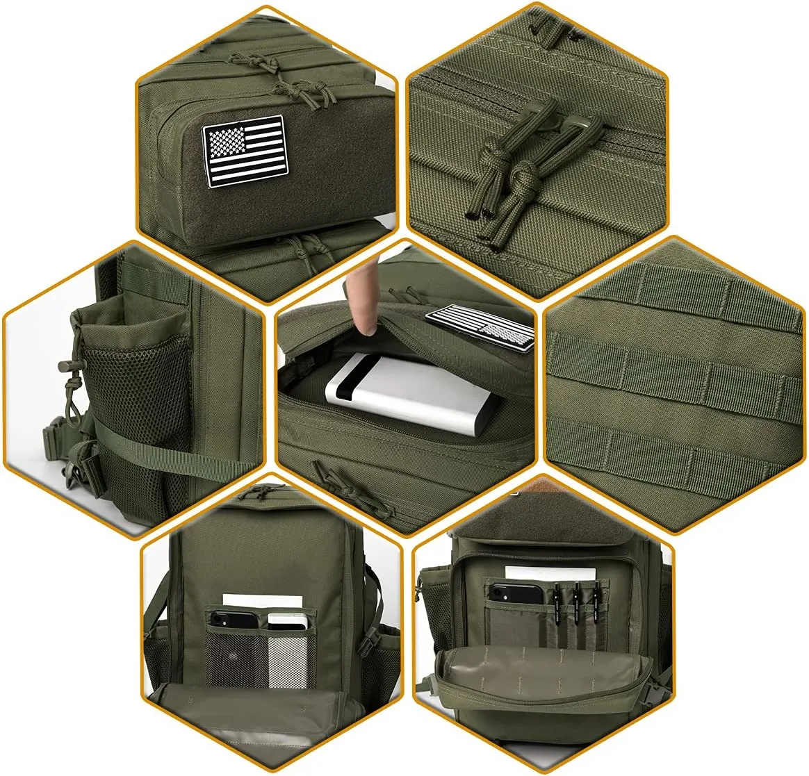 Military Tactical Backpacks For Men Molle Daypack 45L Large 3 Day Bug Out Bag Hiking Rucksack With Bottle Holder