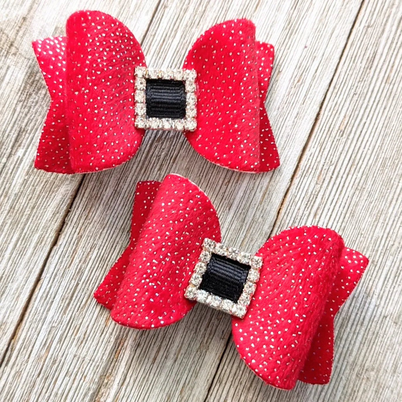 Mini 2.5" Santa Glitter Bow
