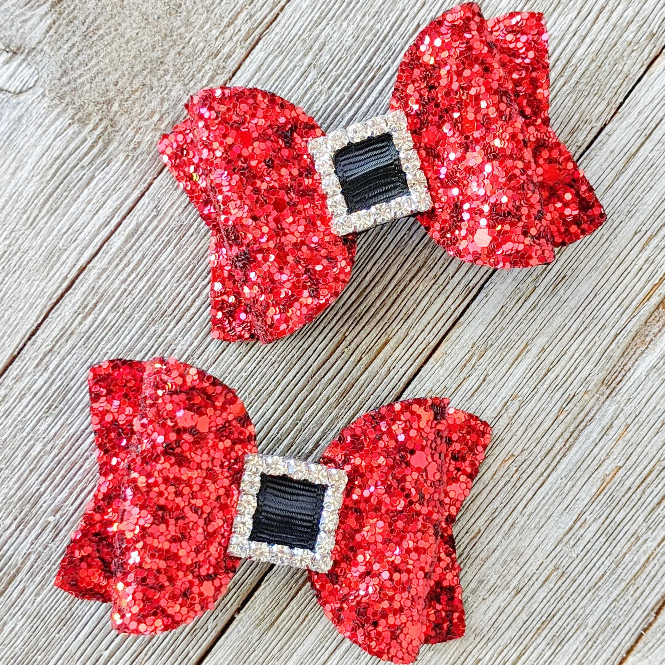 Mini 2.5" Santa Glitter Bow