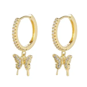 Mini Butterfly Huggie Hoop Dangle Earrings