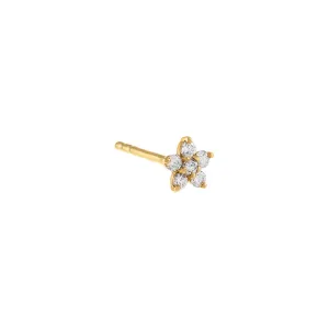 Mini Diamond Flower Stud Earring 14K
