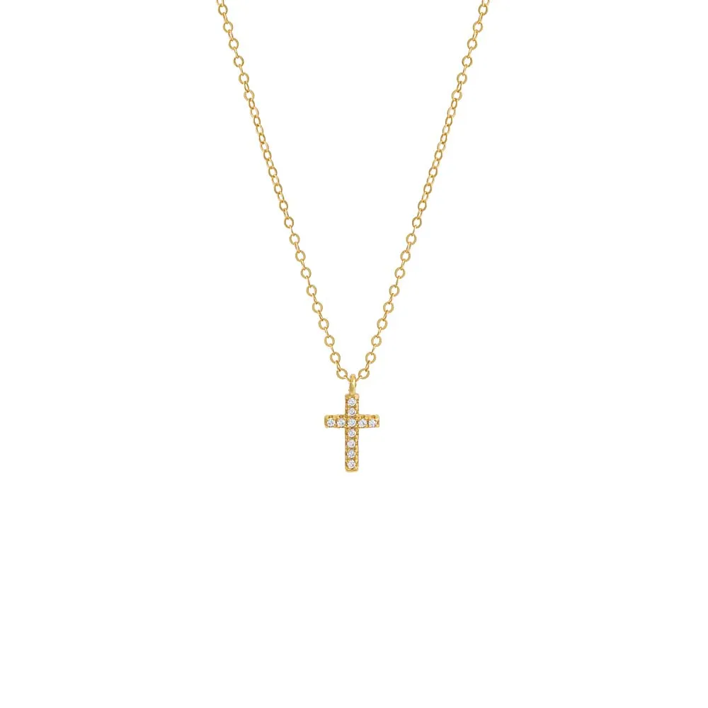 Mini Pavé Cross Necklace