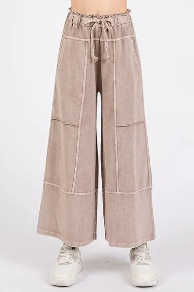 Mittoshop Mineral Wash Seam French Terry Wide Leg Pants