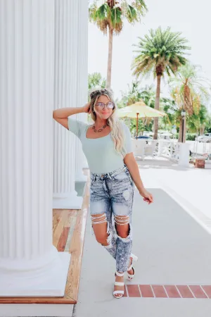 Moxie Fitted Bodysuit - Seafoam