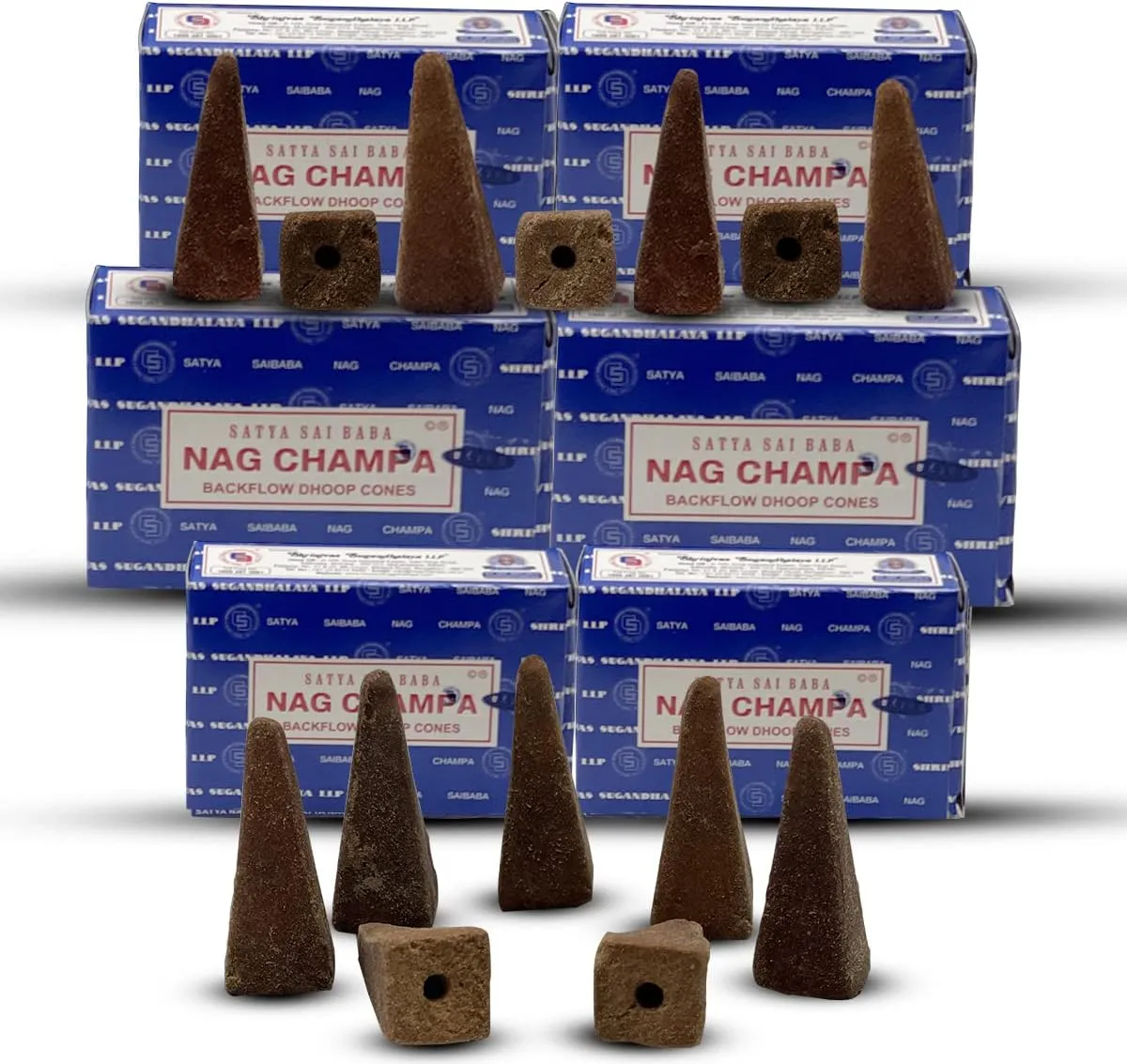 Nag Champa Super Hit Backflow Incense Cones for Waterfall Aromatic Smoke Fountain Haze Falls and Mat Bundle - Pack of 6 | Meditation | Yoga | Relaxation | Positive Energy Flow