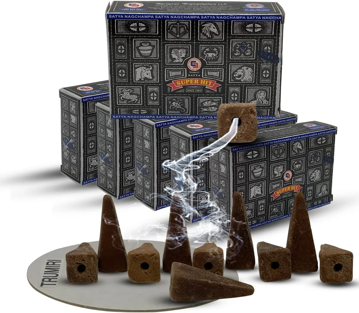 Nag Champa Super Hit Backflow Incense Cones for Waterfall Aromatic Smoke Fountain Haze Falls and Mat Bundle - Pack of 6 | Meditation | Yoga | Relaxation | Positive Energy Flow