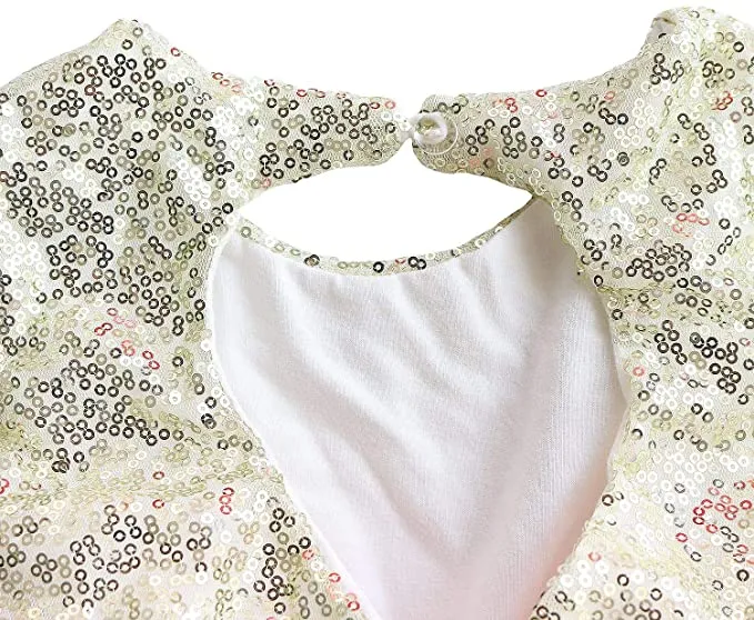 New AGQT Baby Girls Sleeveless Gold Sequins Tutu Dress! Sz 6-12 Mths!