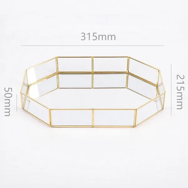 Nordic Style Gold Lining Transparent Storage Tray