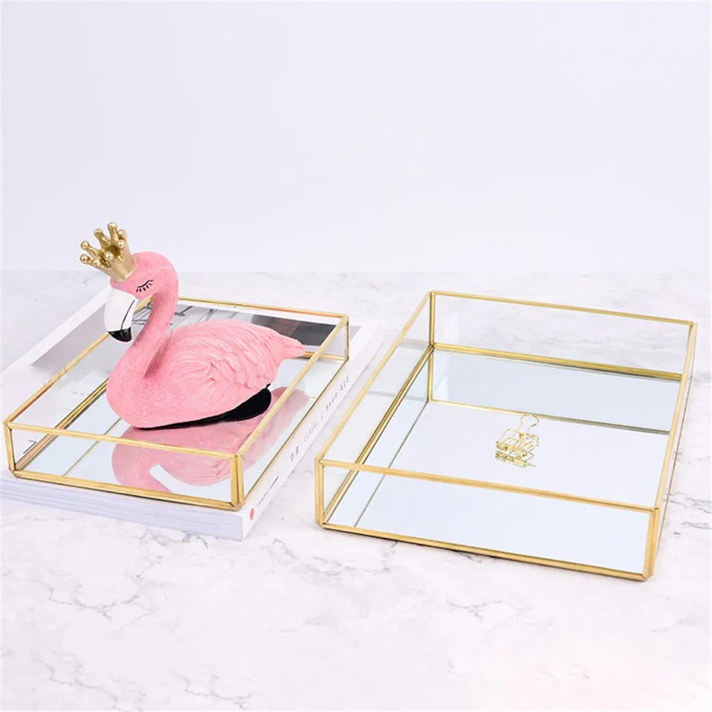 Nordic Style Gold Lining Transparent Storage Tray