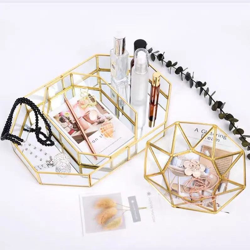 Nordic Style Gold Lining Transparent Storage Tray