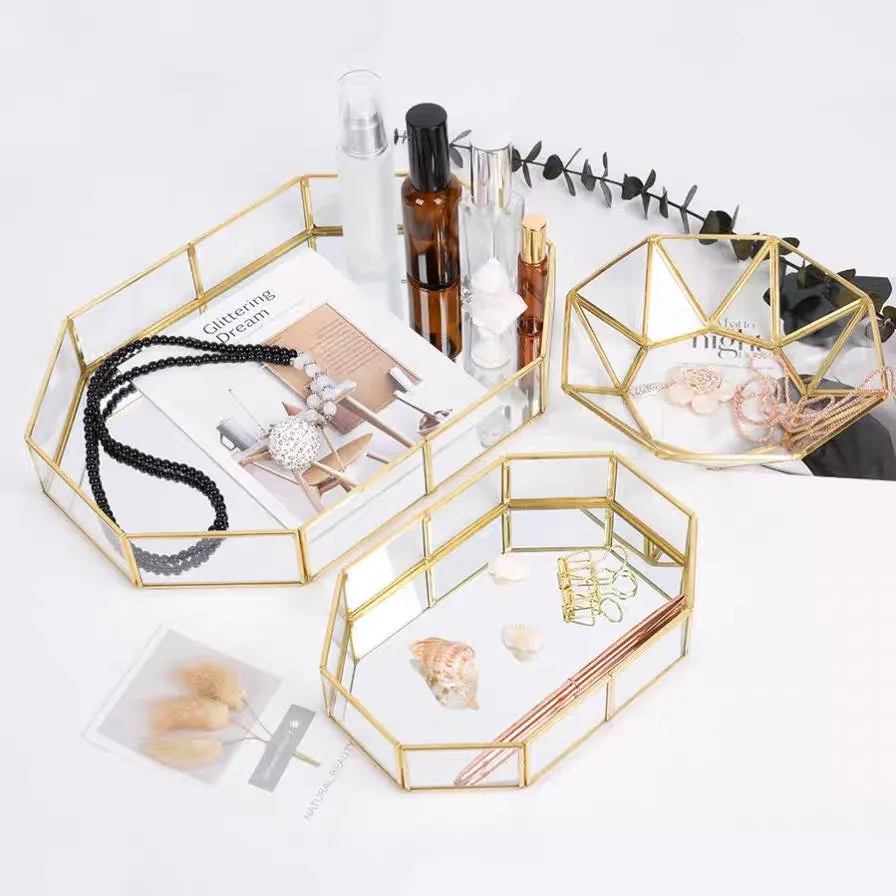 Nordic Style Gold Lining Transparent Storage Tray