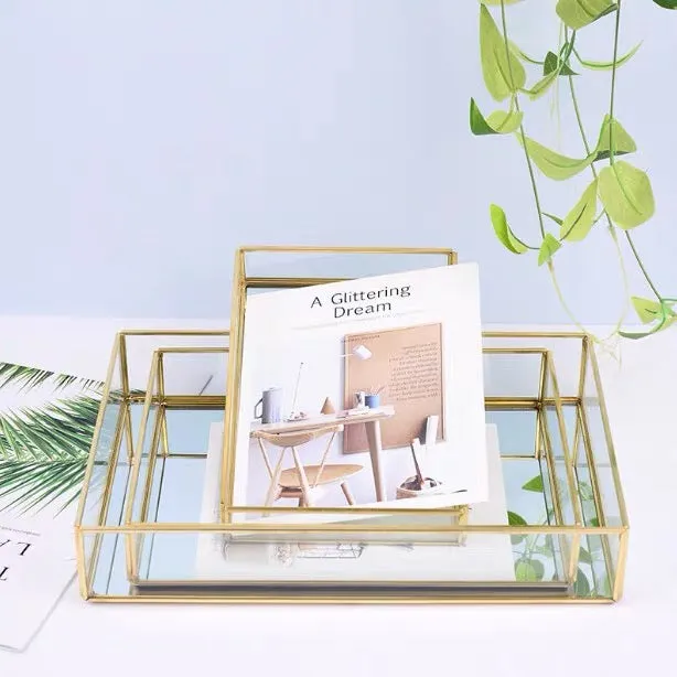 Nordic Style Gold Lining Transparent Storage Tray