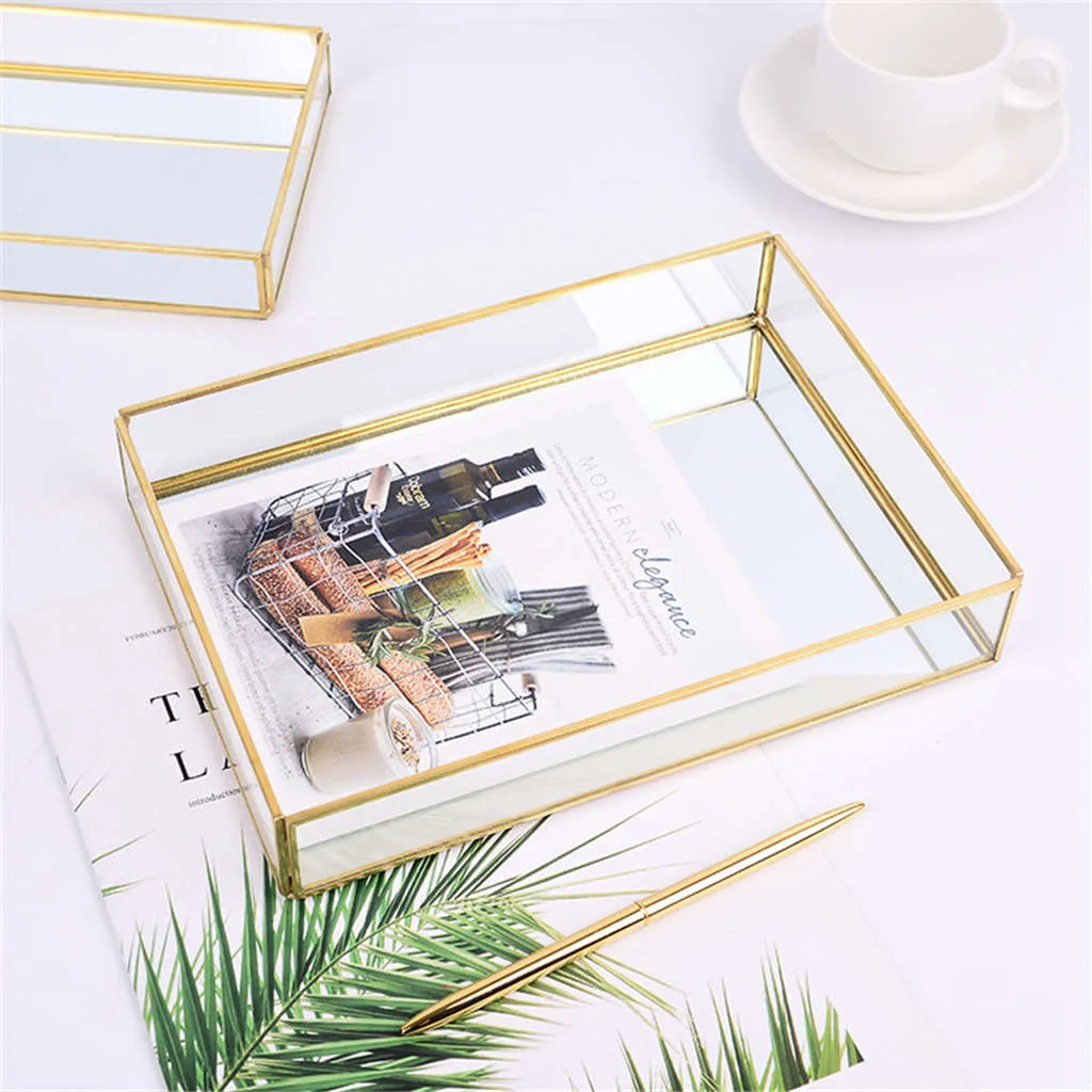 Nordic Style Gold Lining Transparent Storage Tray