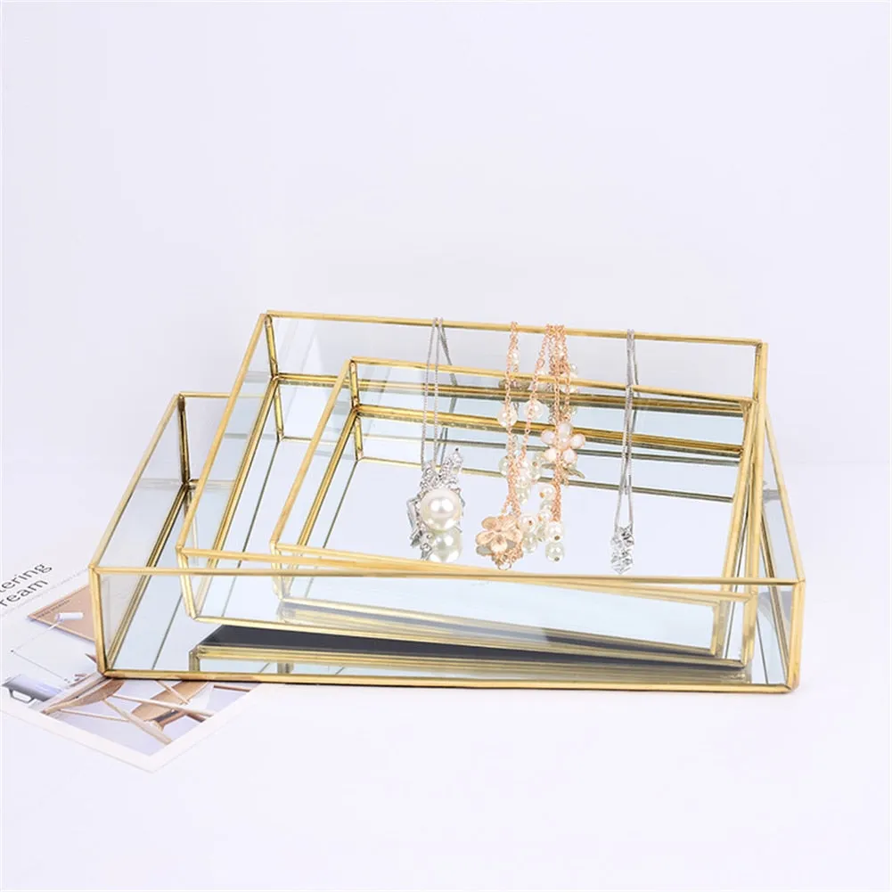 Nordic Style Gold Lining Transparent Storage Tray