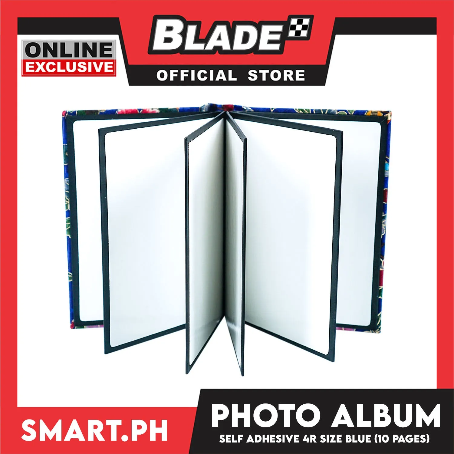 Photo Album 4R Floral Cover with 10 Pages (Blue)