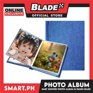 Photo Album With 16 Pages For 8R Size (Blue) Perfect To Preserve Your Special Memories, Picture Storage Scrapbook Album