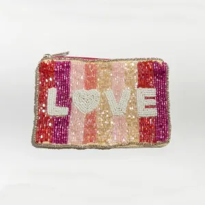 Pink LOVE Mini Beaded Coin Purse