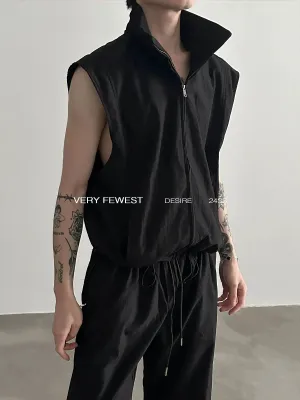 Pleated Sleeveless Drawstring Suit