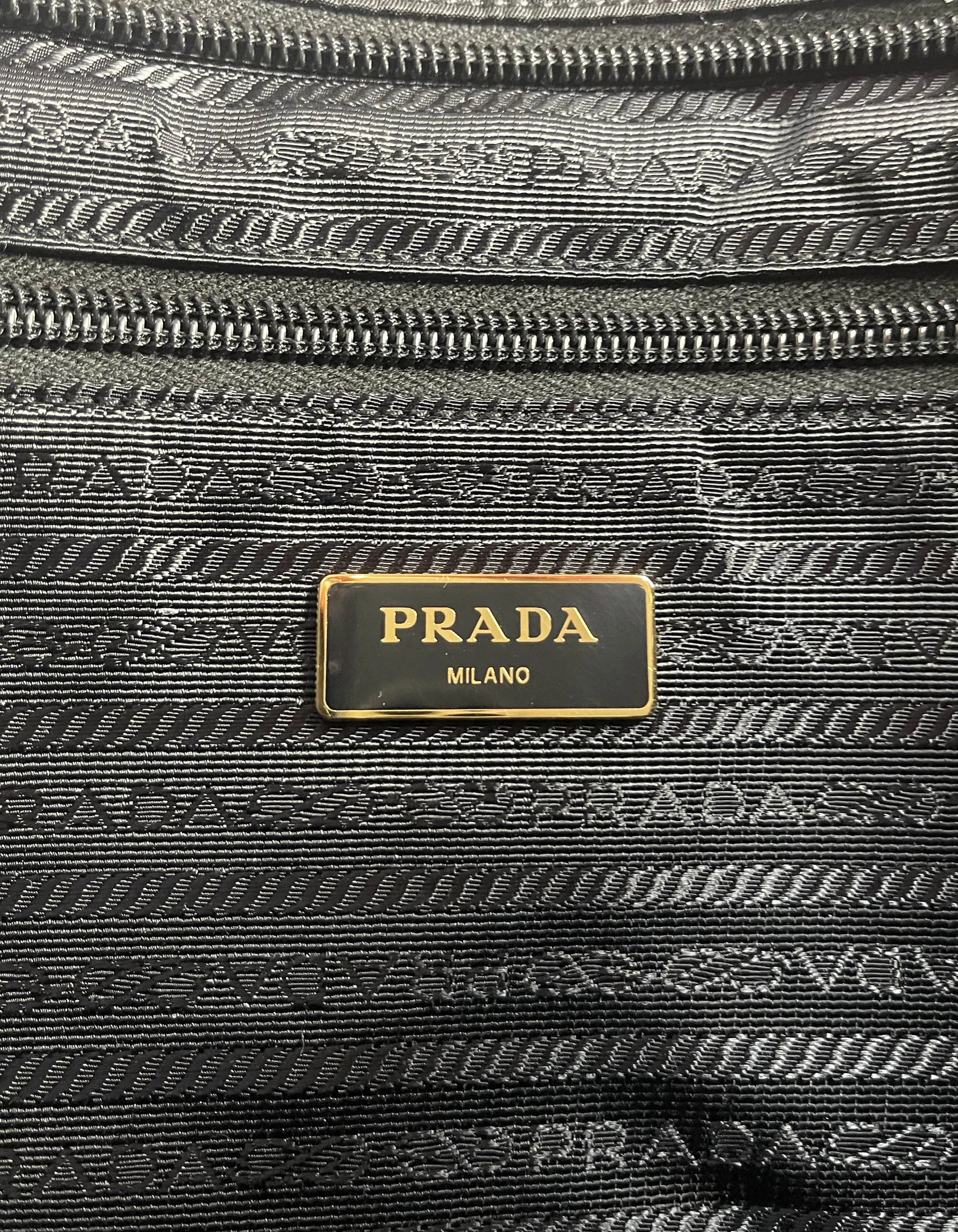 Prada Navy Nylon Quilted Tote Bag w/Contrast Stitching