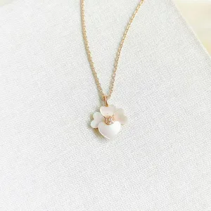 Precious Pansy Rose Gold Mini Pendant Necklace