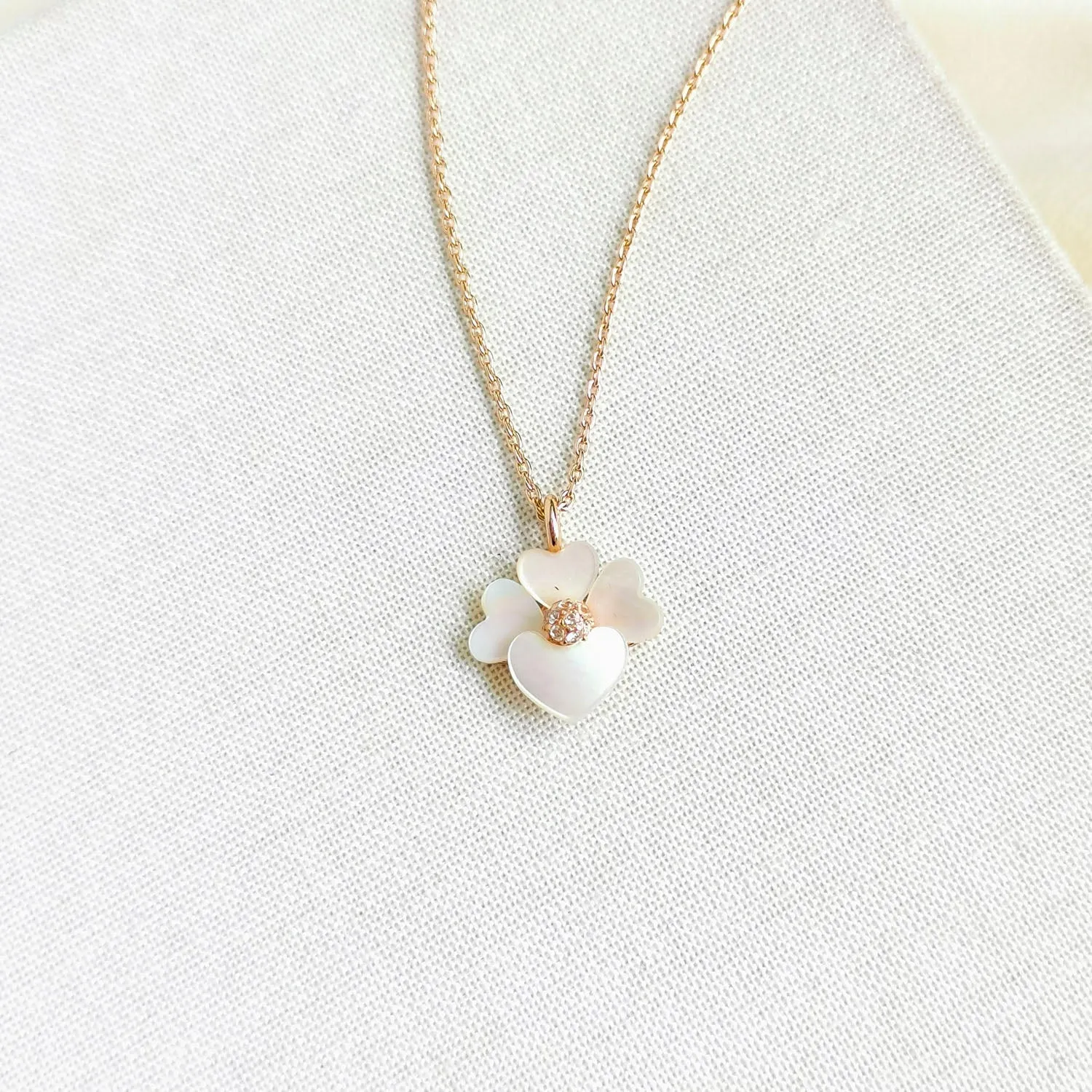 Precious Pansy Rose Gold Mini Pendant Necklace