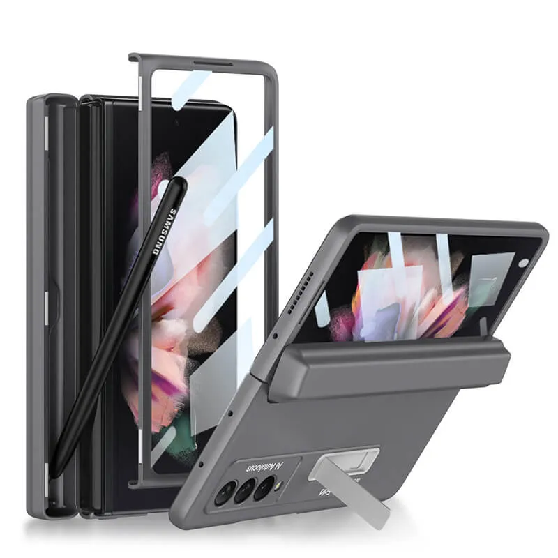 Samsung Galaxy Z Fold 3 5G Magnetic Folding Case With Back Screen Glass Hinge Holder Cover