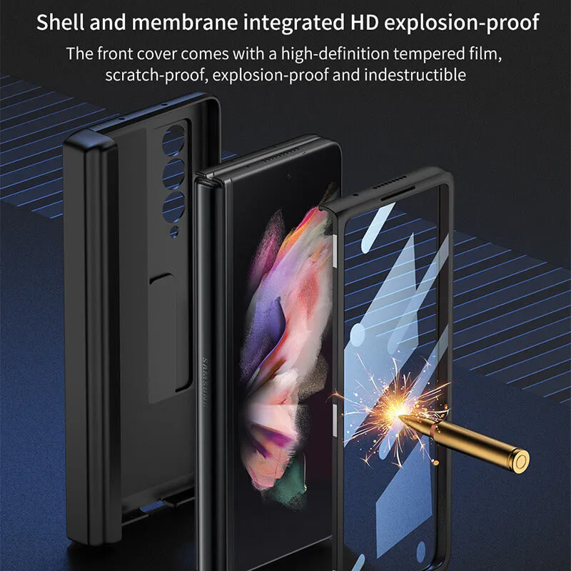 Samsung Galaxy Z Fold 3 5G Magnetic Folding Case With Back Screen Glass Hinge Holder Cover