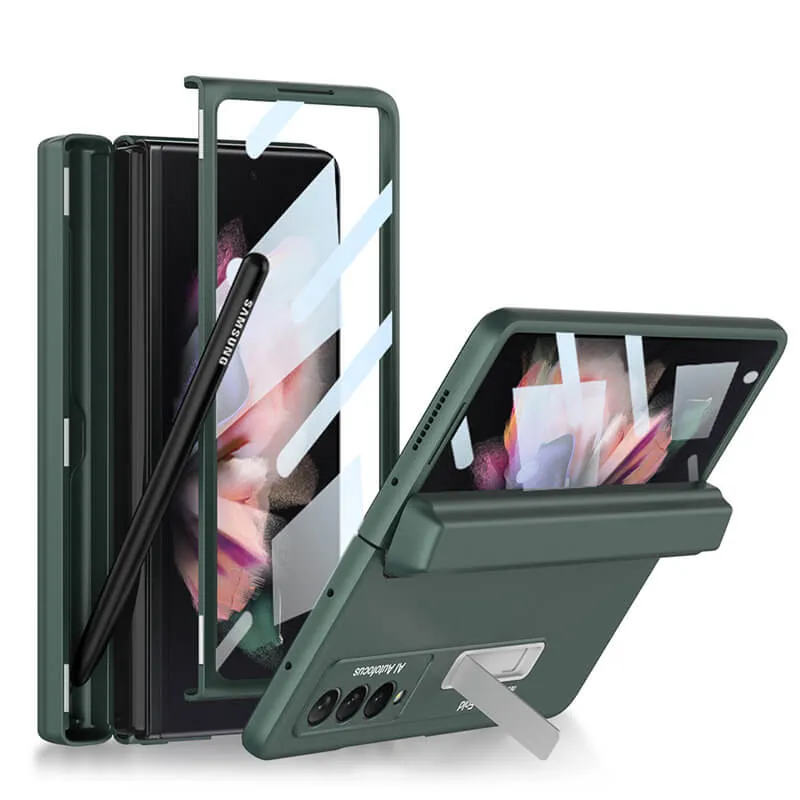 Samsung Galaxy Z Fold 3 5G Magnetic Folding Case With Back Screen Glass Hinge Holder Cover