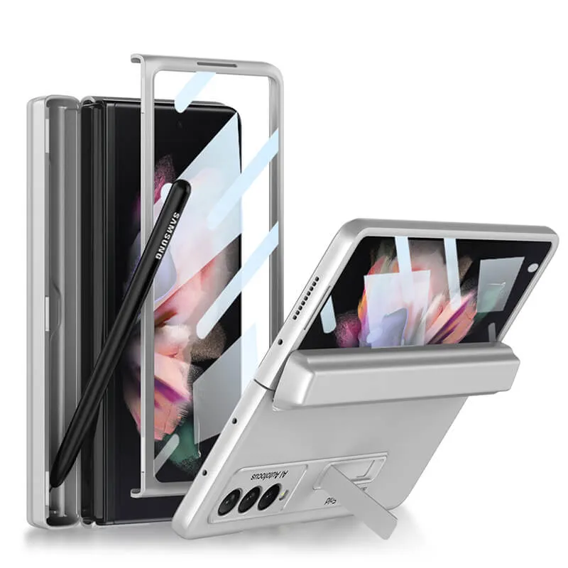 Samsung Galaxy Z Fold 3 5G Magnetic Folding Case With Back Screen Glass Hinge Holder Cover