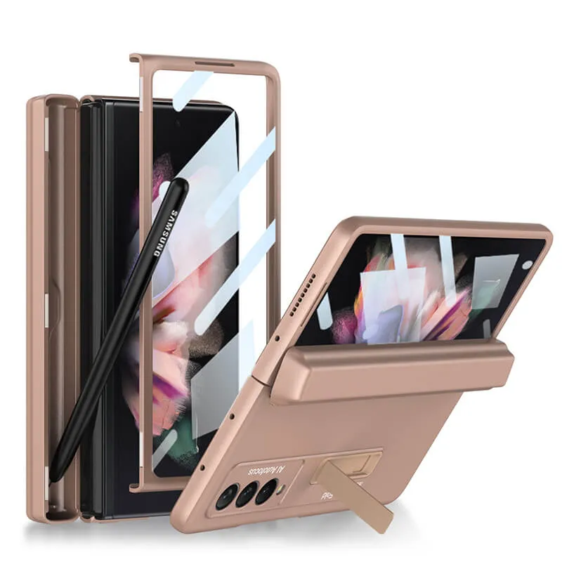 Samsung Galaxy Z Fold 3 5G Magnetic Folding Case With Back Screen Glass Hinge Holder Cover