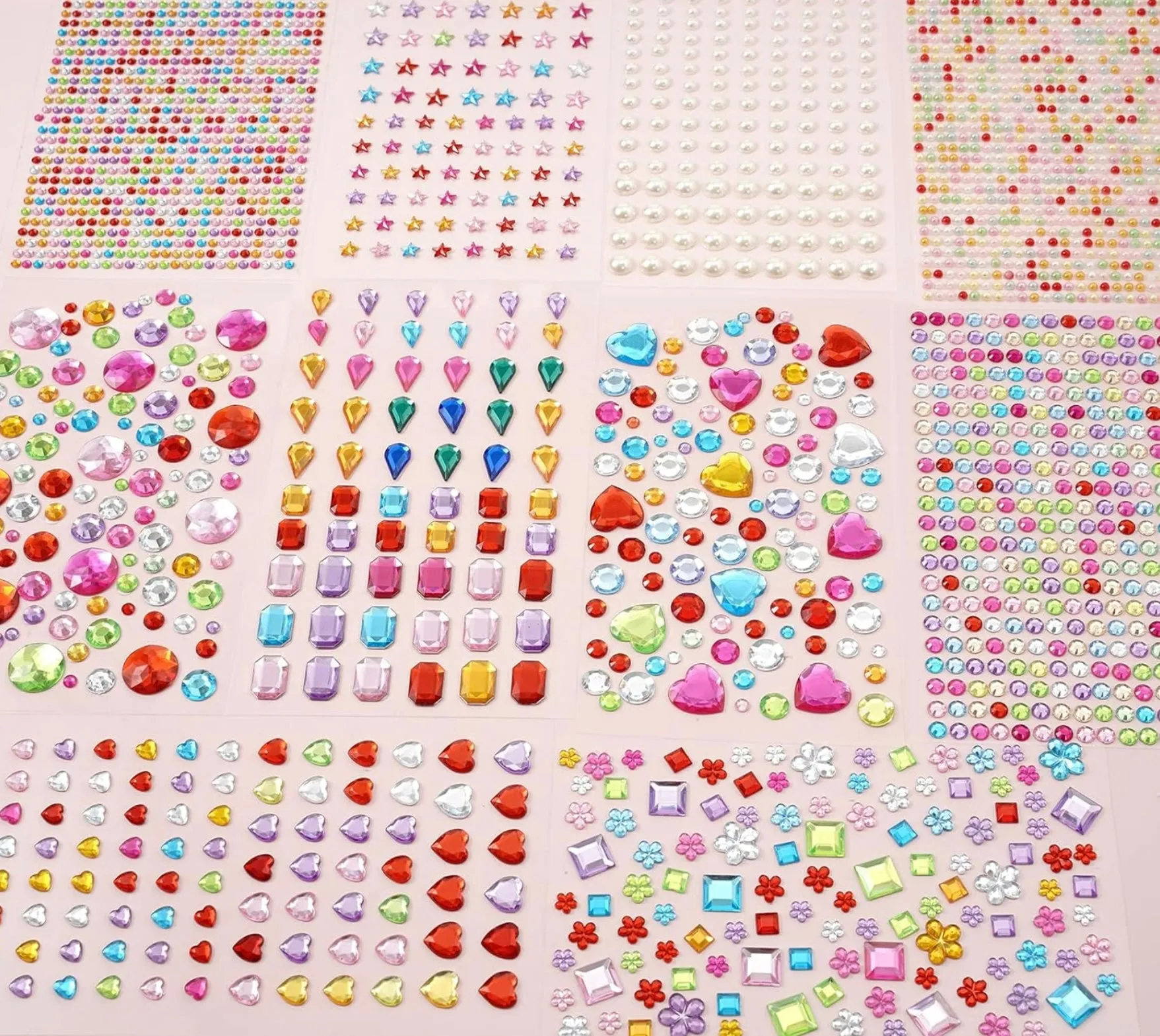 Self-Adhesive Jewel Gem Stickers - 2 Sheets - Assortment