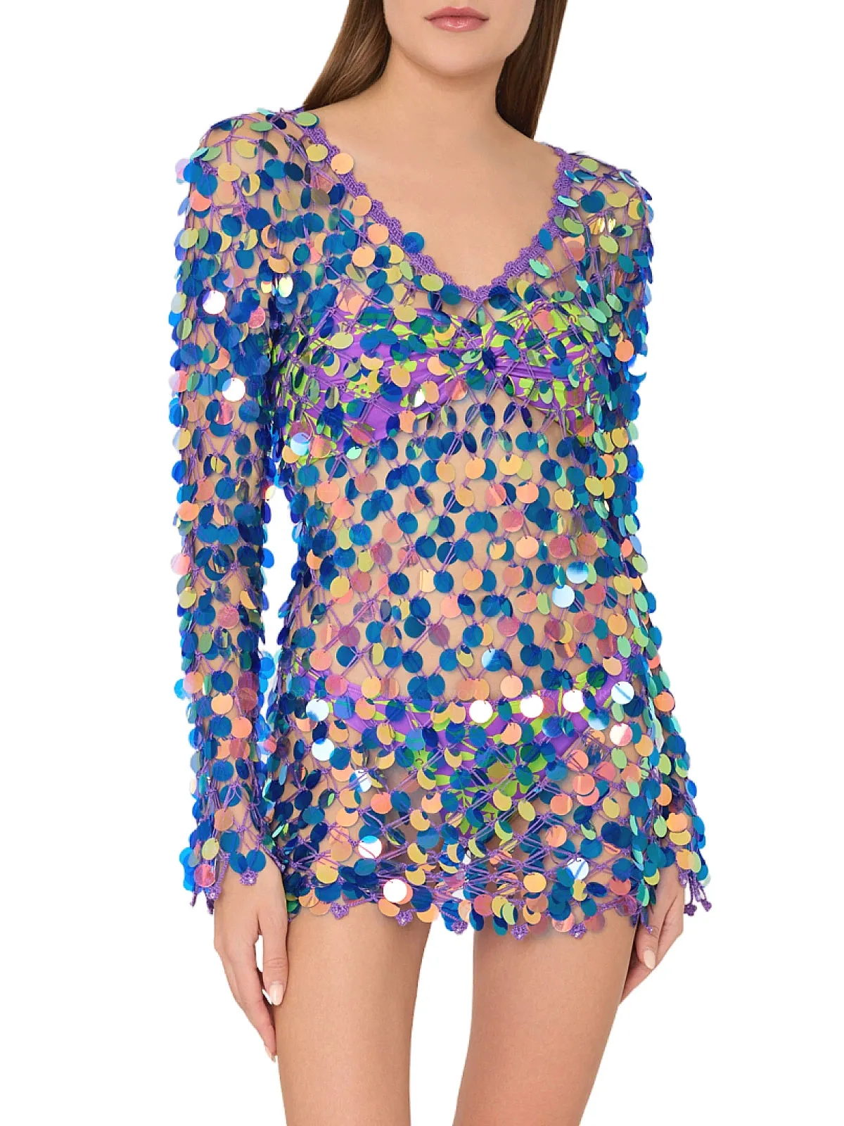 Sequin Crochet Mini Dress ::RET