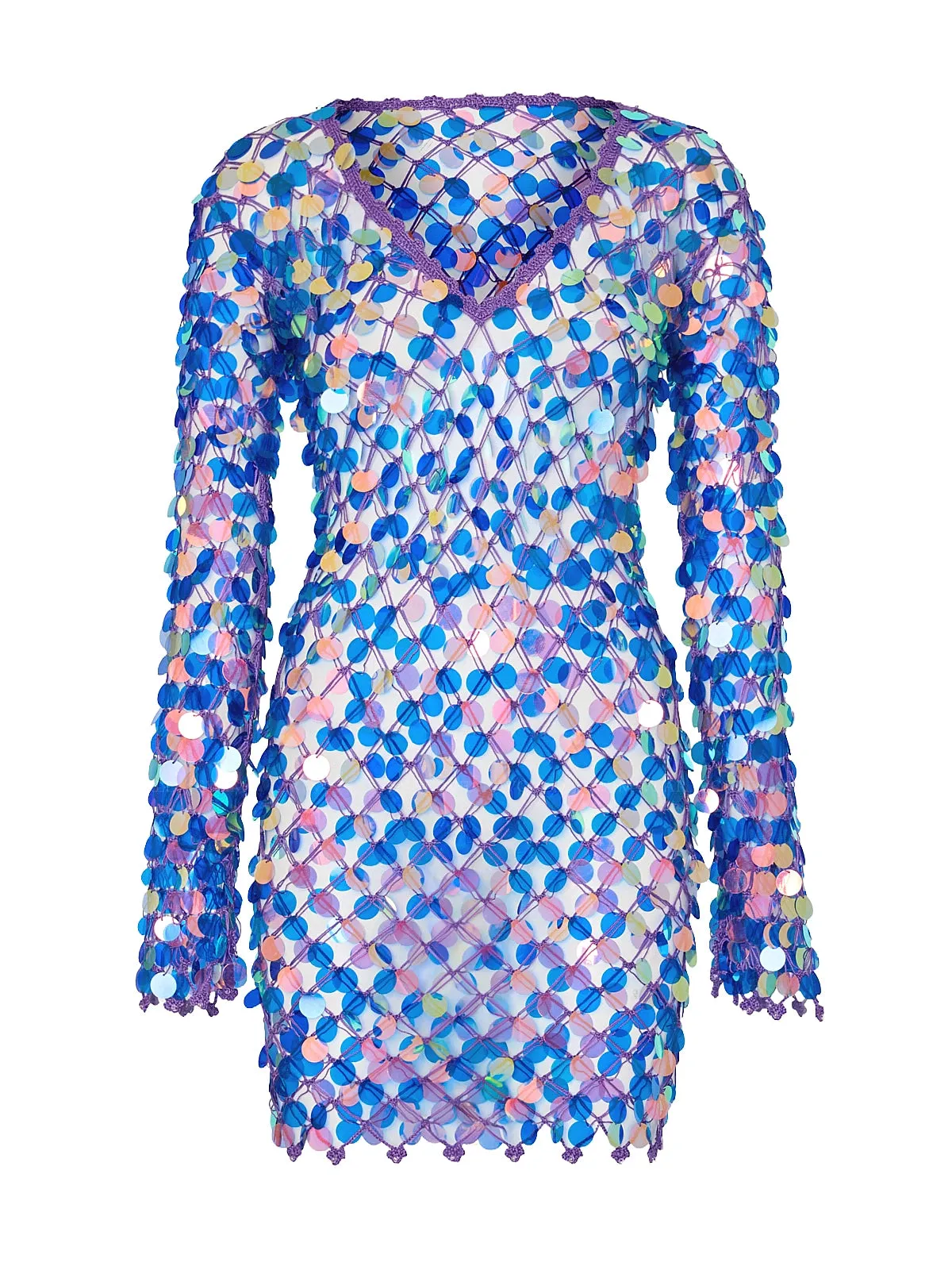 Sequin Crochet Mini Dress ::RET