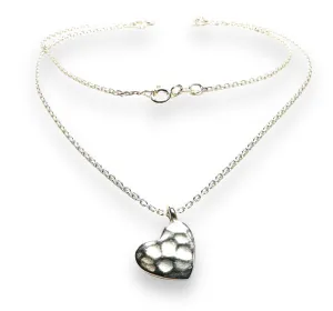 Silver Heart Minimalist Necklace, Dainty Heart Necklace