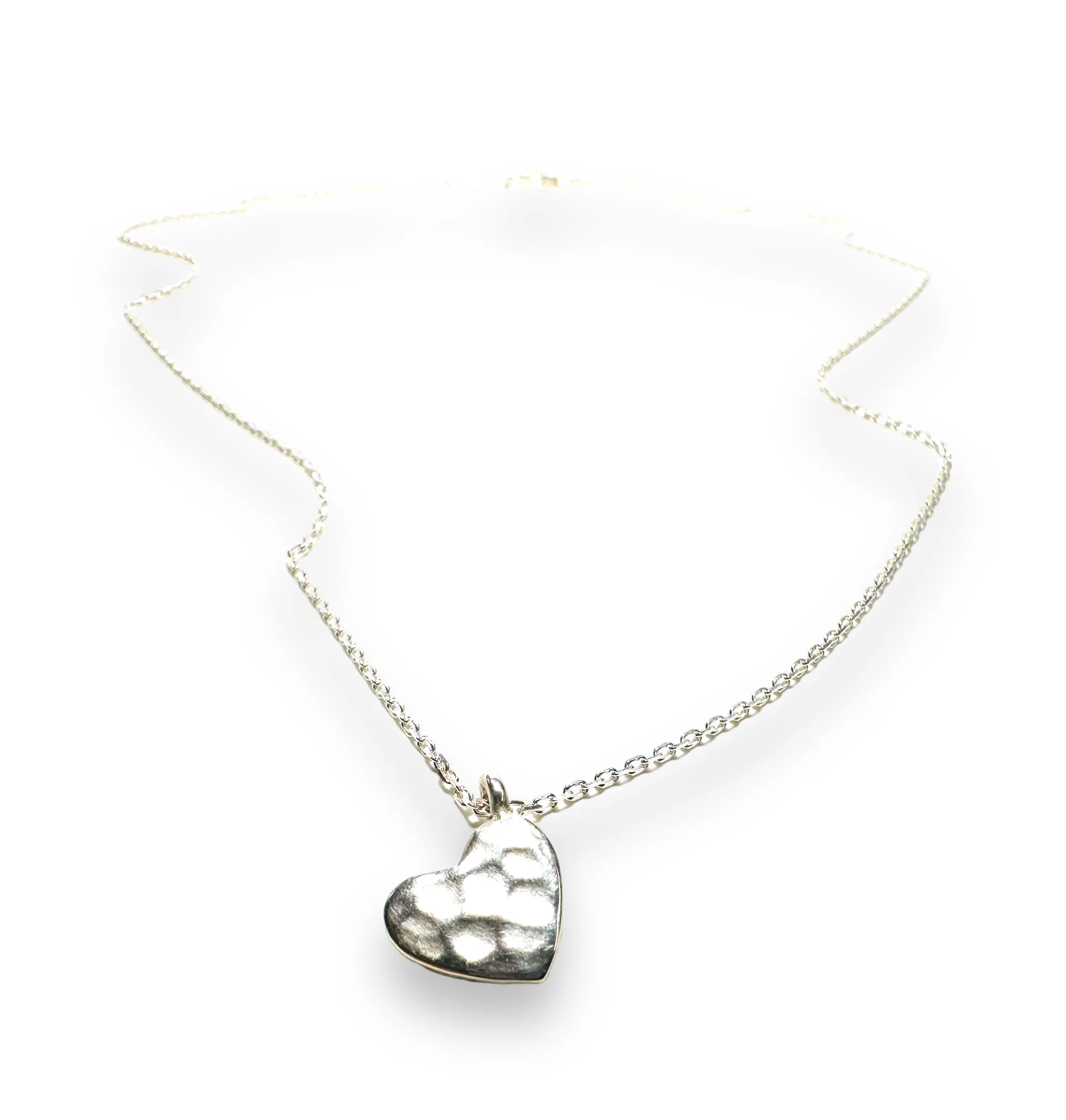 Silver Heart Minimalist Necklace, Dainty Heart Necklace