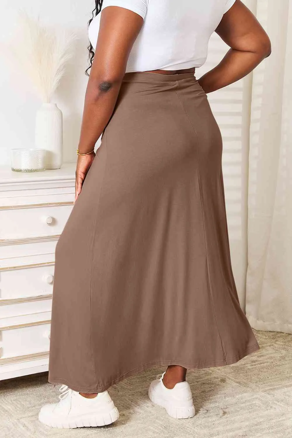 Soft Rayon Drawstring Waist Maxi Skirt Rayon 3 Colors