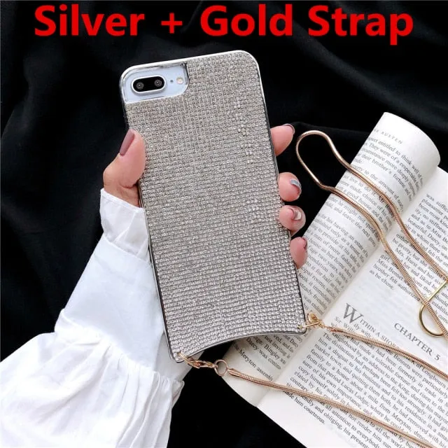 Sparkling Silver Crossbody Phone Case