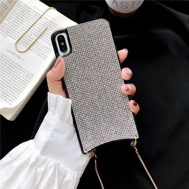 Sparkling Silver Crossbody Phone Case