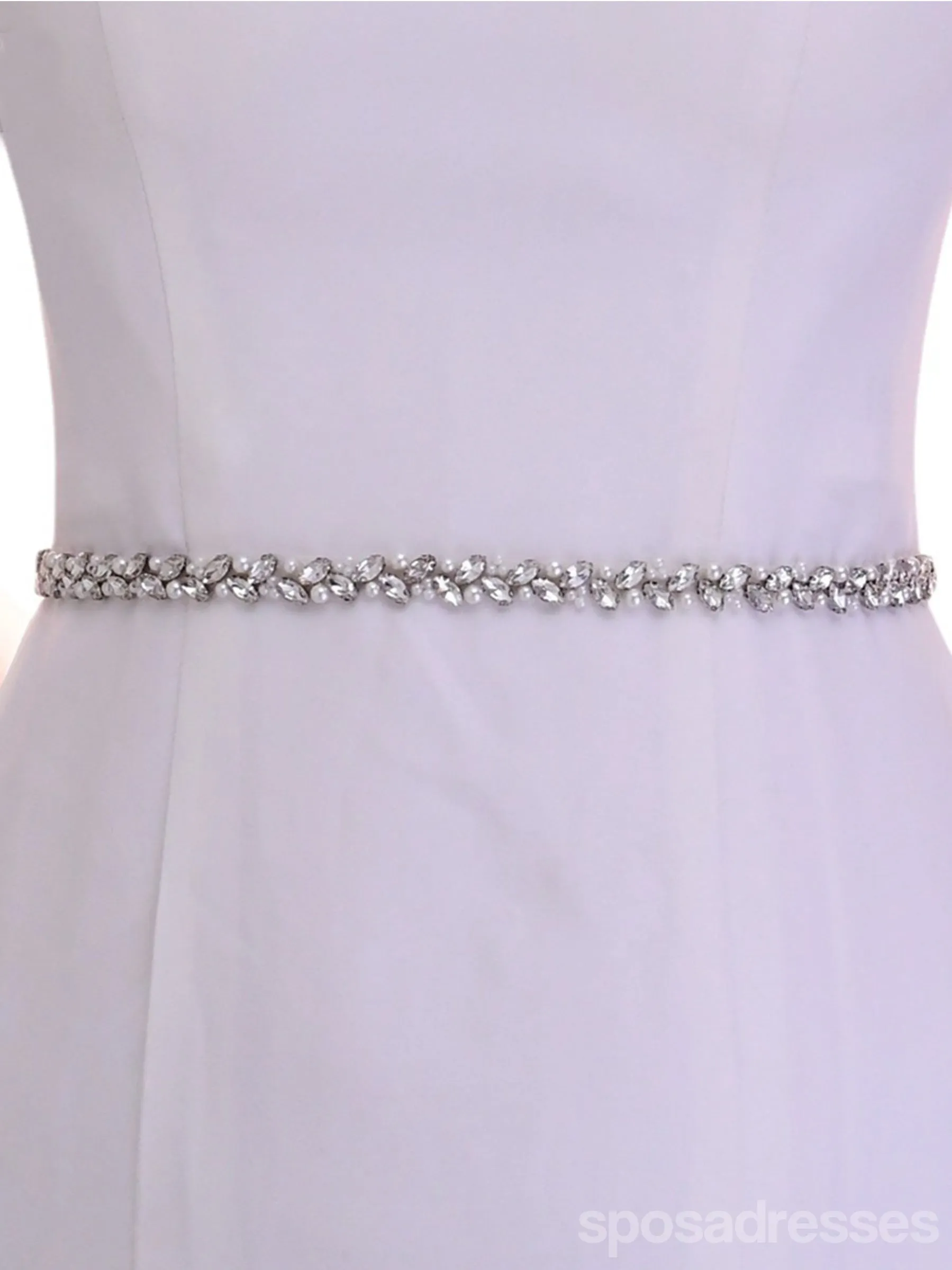 Sparkly Luxury Beaded Thin Brides Sash For Wedding,S383