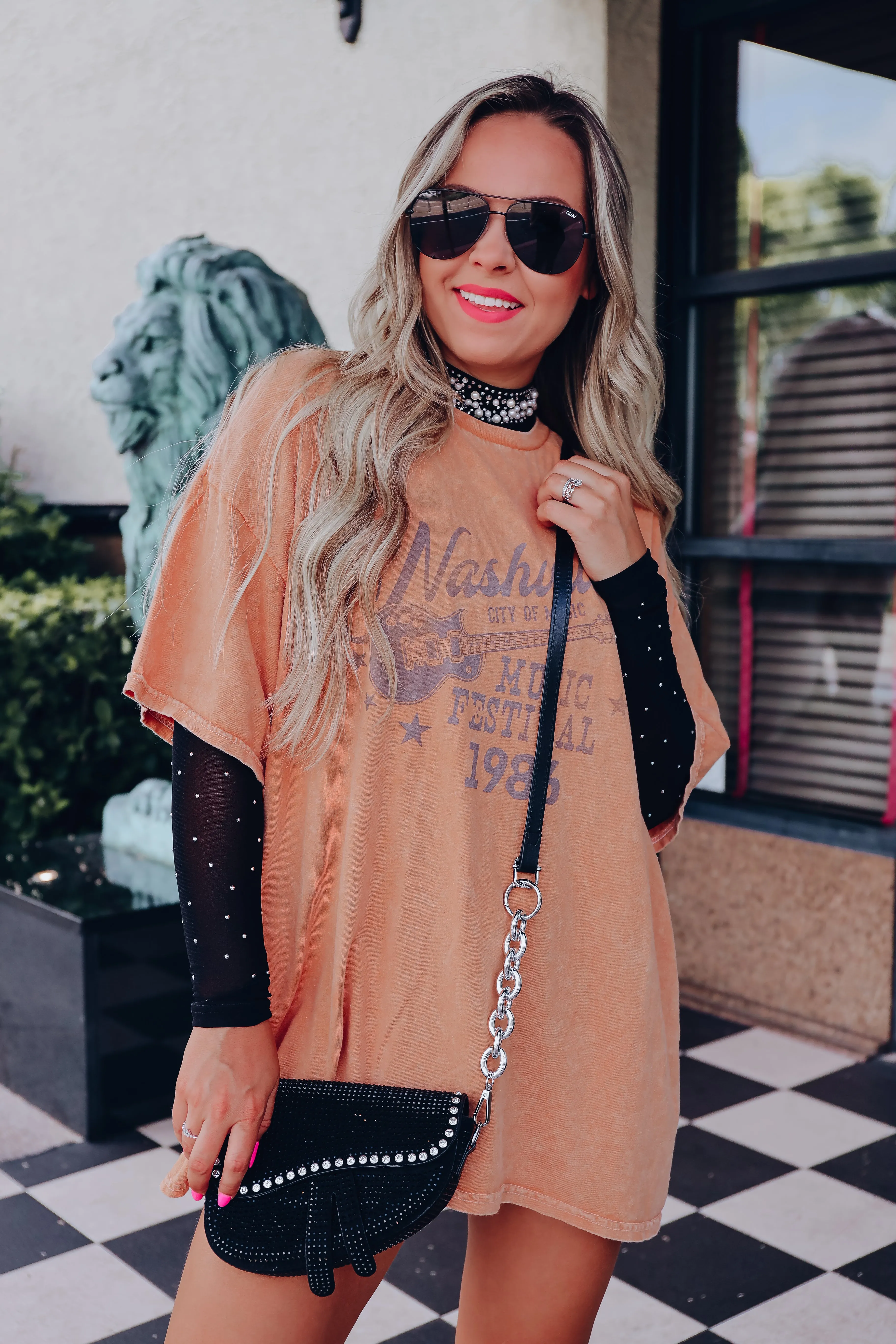 Sparkly Mini Saddle Crossbody/Shoulder Bag - Black