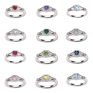 Sterling Silver Heart Birthstone Baby Ring Size 1