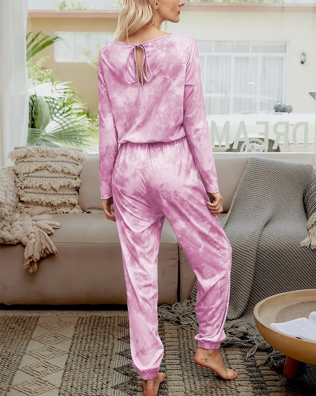 Tie-Dyed Cozy Jumpsuit - Pink Bubble