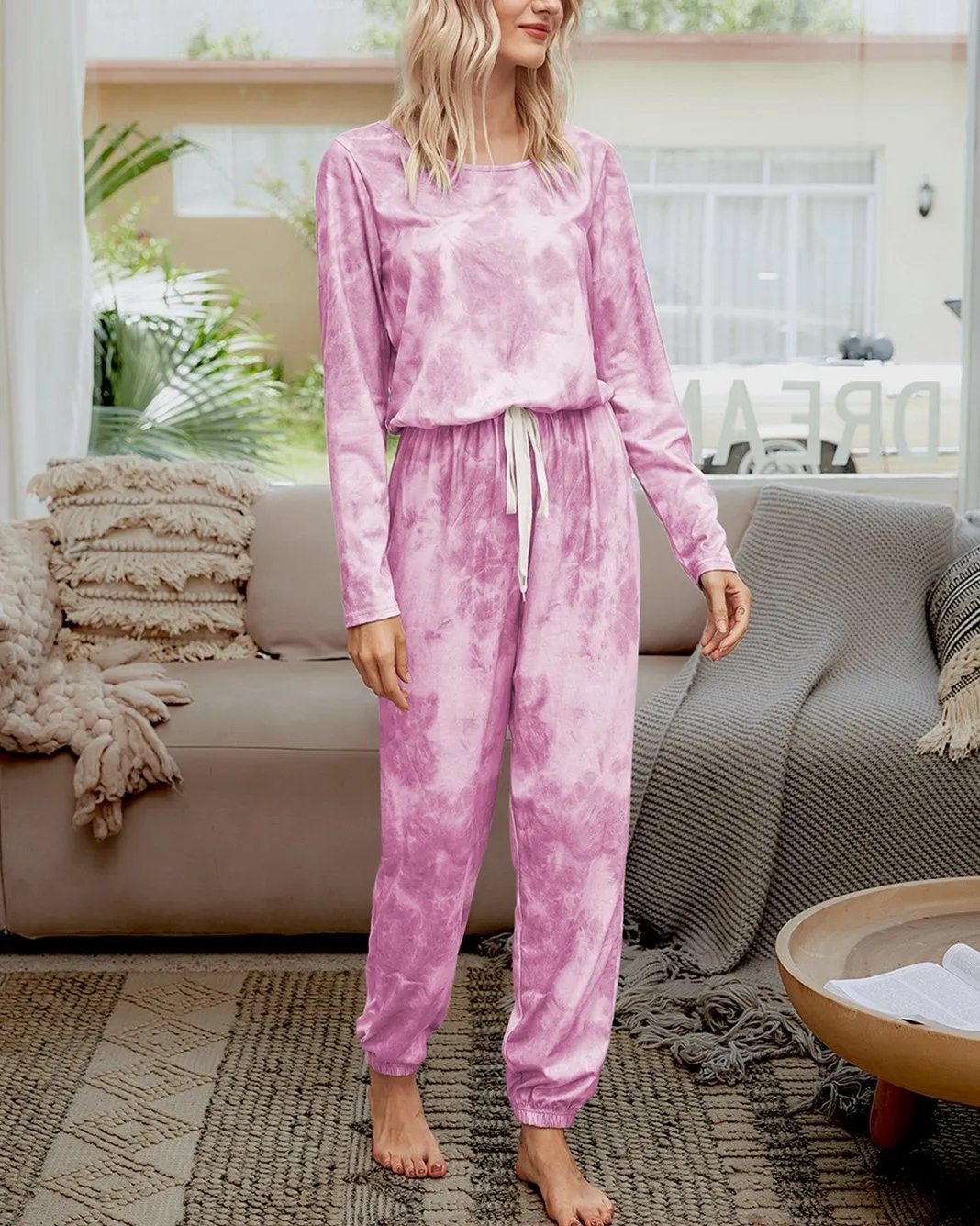 Tie-Dyed Cozy Jumpsuit - Pink Bubble