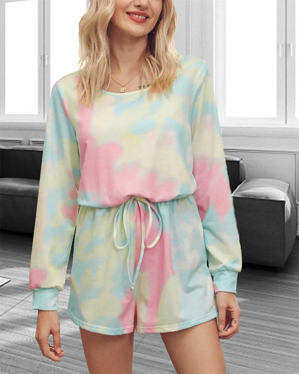 Tie-Dyed Mid Waist Jumpsuit - Rainbow Bridge