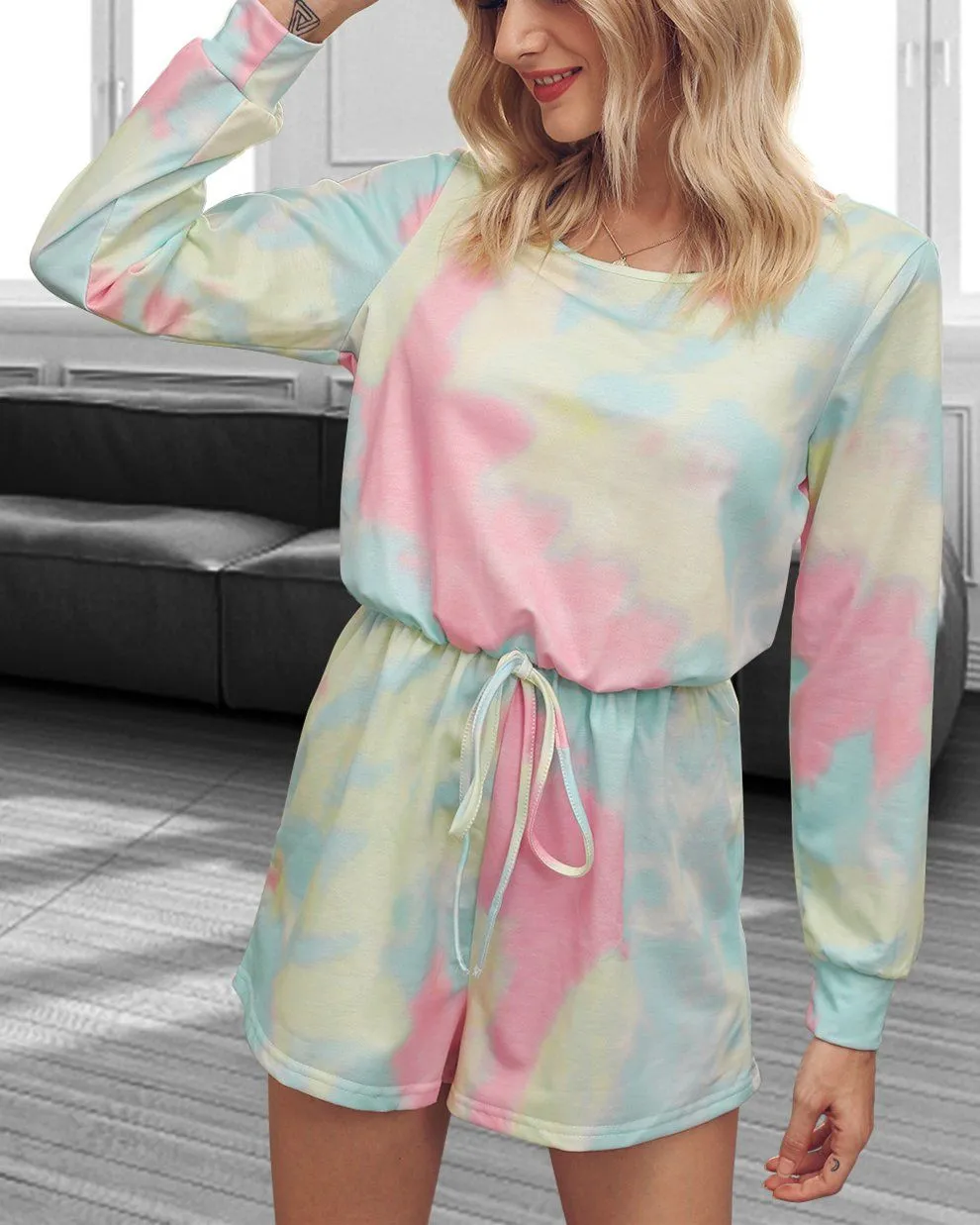 Tie-Dyed Mid Waist Jumpsuit - Rainbow Bridge